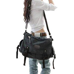 Canvas Messenger Bag 15.6 Laptop Anti Theft Crossbody Shoulder Pack